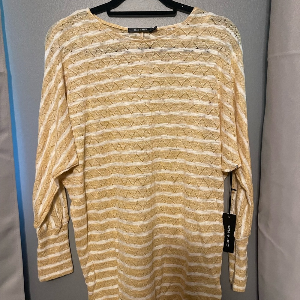Women's Beige and White Striped Blouse